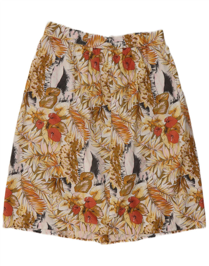 VINTAGE Damen A-Linienrock W34 Großes mehrfarbiges Blumenmuster
