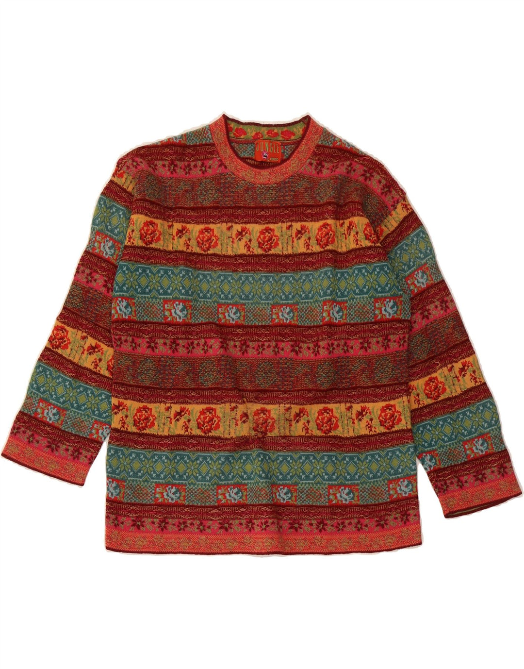 JUNGLE KENZO Womens Crew Neck Jumper Sweater UK 14 Medium Multicoloured Vintage Jungle Kenzo and Second-Hand Jungle Kenzo from Messina Hembry 