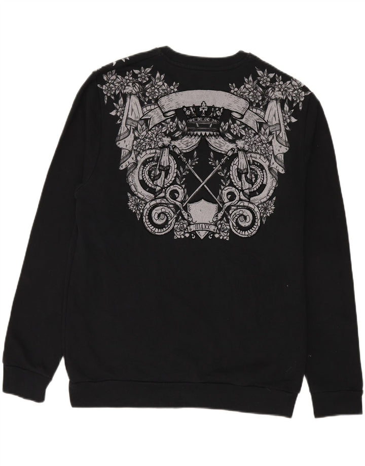 Zara Herren-Sweatshirt mit Grafik, groß, aus schwarzer Baumwolle
