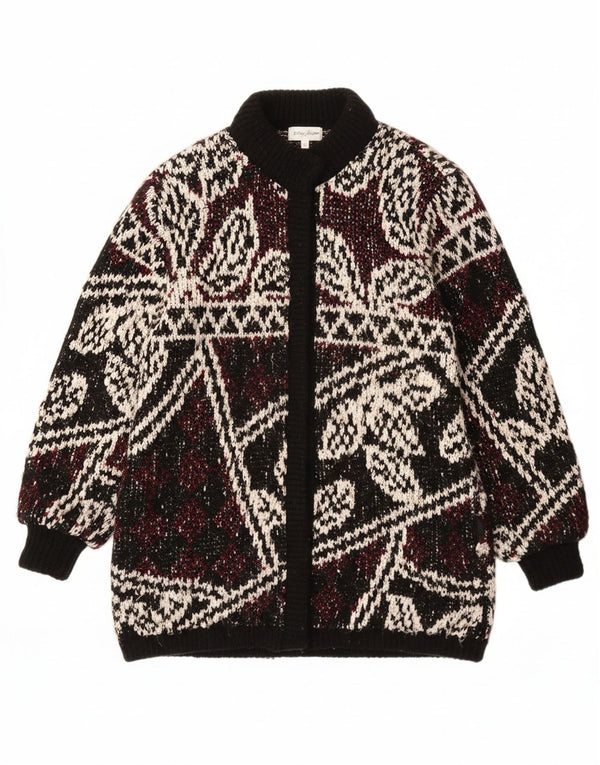 JEFFREY BROWNLEADER Damen Strickmantel UK 14 Medium Black Floral Acrylic