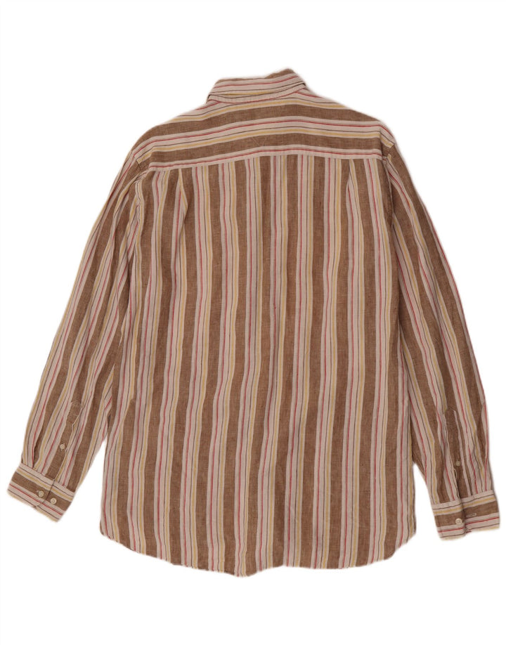 Tommy Hilfiger Herrenhemd Mittelbeige gestreiftes Leinen