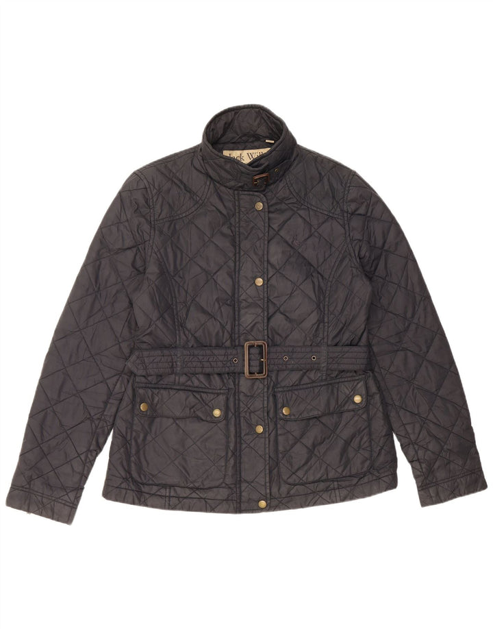 Jack Wills Damen Steppjacke UK 14 Large Schwarz Nylon