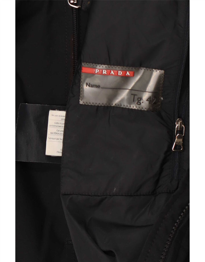 Prada Damen Wattierter Mantel IT 42 Mittelschwarzes Polyester