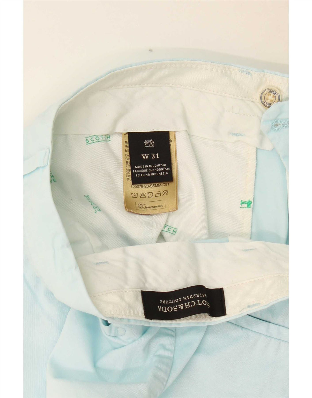 Scotch & Soda Herren Chinoshorts W31 mittelblaue Baumwolle