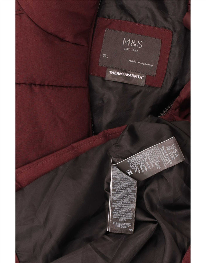 Marks & Spencer Herren Wattierte Jacke UK 46 3XL Burgunderrot Polyester Modern