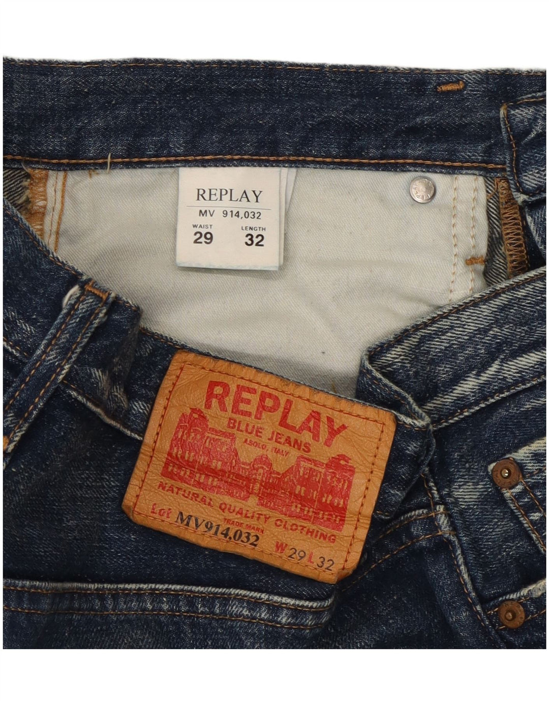 Replay Damen Straight Jeans W29 L32 Marineblaue Baumwolle