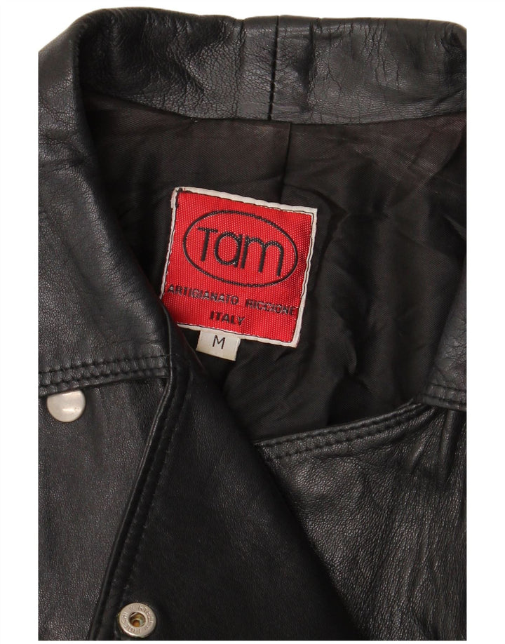 Vintage Damen Leder Bikerjacke UK 14 Medium Schwarz