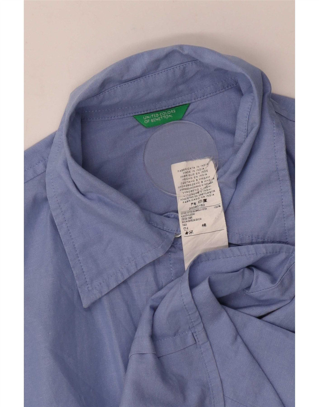 Benetton Damenhemd UK 10 Small Blaue Baumwolle