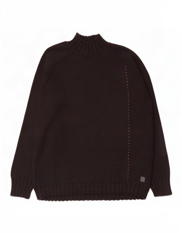 Trussardi Jeans Herren-Pullover mit Rollkragen, groß, aus schwarzer Wolle