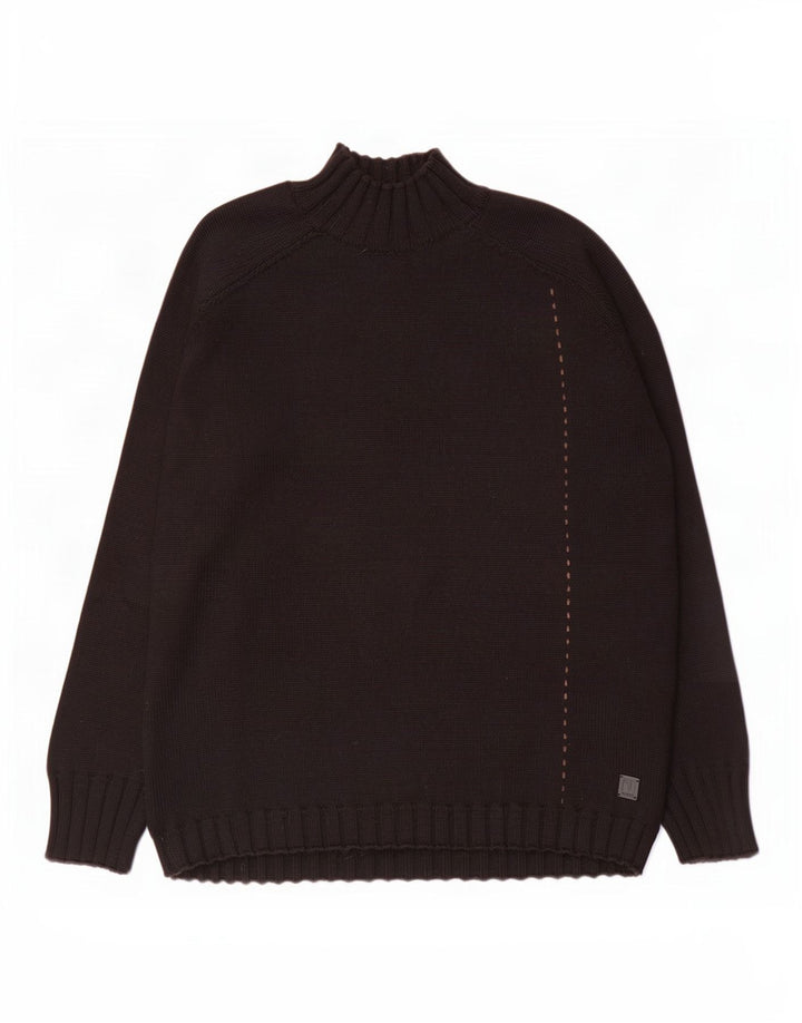 Trussardi Jeans Herren-Pullover mit Rollkragen, groß, aus schwarzer Wolle
