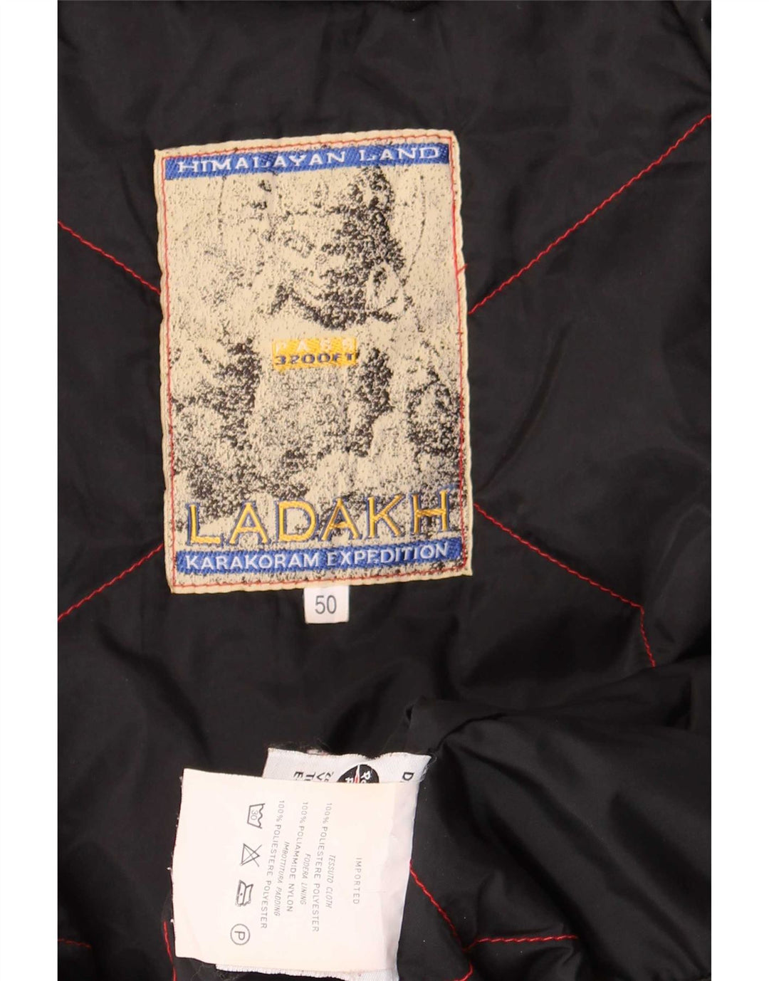 Ladakh Herren-Skijacke mit Kapuze, EU 50, großes rotes Farbblock-Polyester