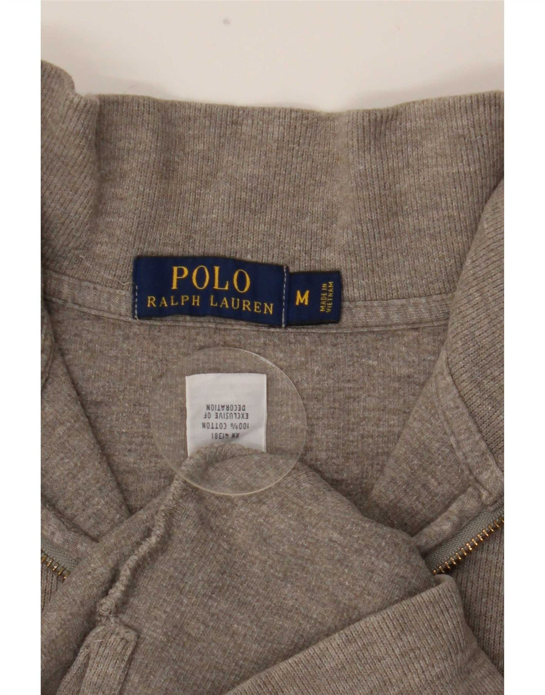Polo Ralph Lauren Herren-Oberteil mit Reißverschluss, langärmlig, mittelgraue Baumwolle
