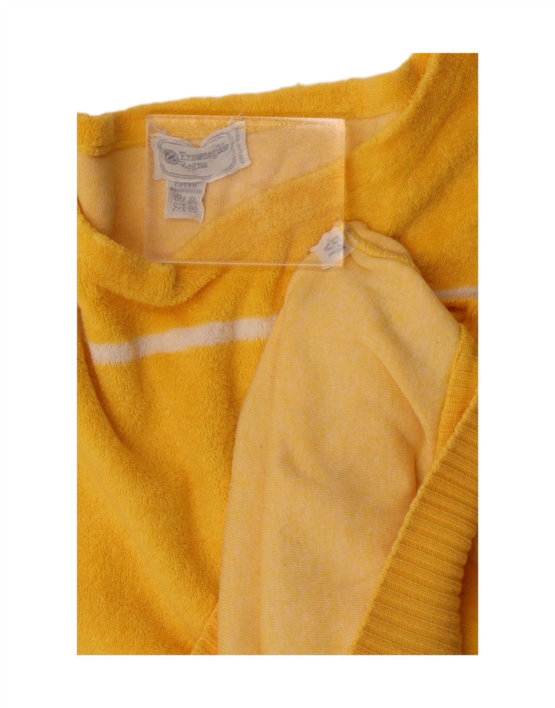 ERMENEGILDO ZEGNA Womens Boat Neck Jumper Sweater IT 54 2XL Yellow Striped Vintage Ermenegildo Zegna and Second-Hand Ermenegildo Zegna from Messina Hembry 