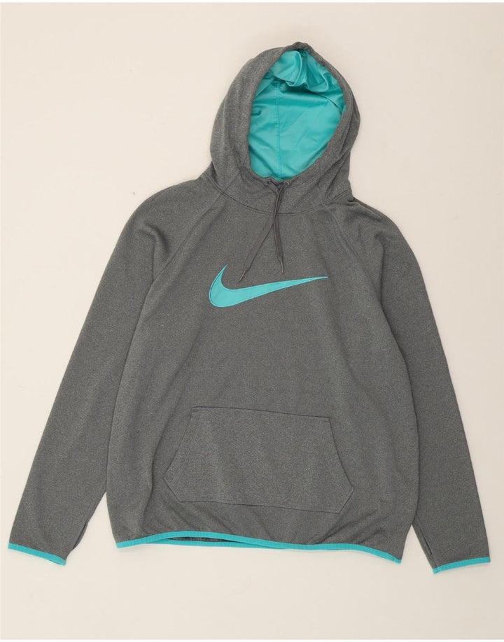 NIKE Womens Graphic Hoodie Pullover UK 18 XL Grau Polyester