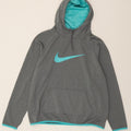 NIKE Womens Graphic Hoodie Pullover UK 18 XL Grau Polyester