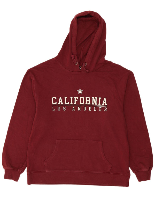 Lipsy Womens Los Angeles Graphic Hoodie Jumper UK 16 Large Burgundy Cotton
