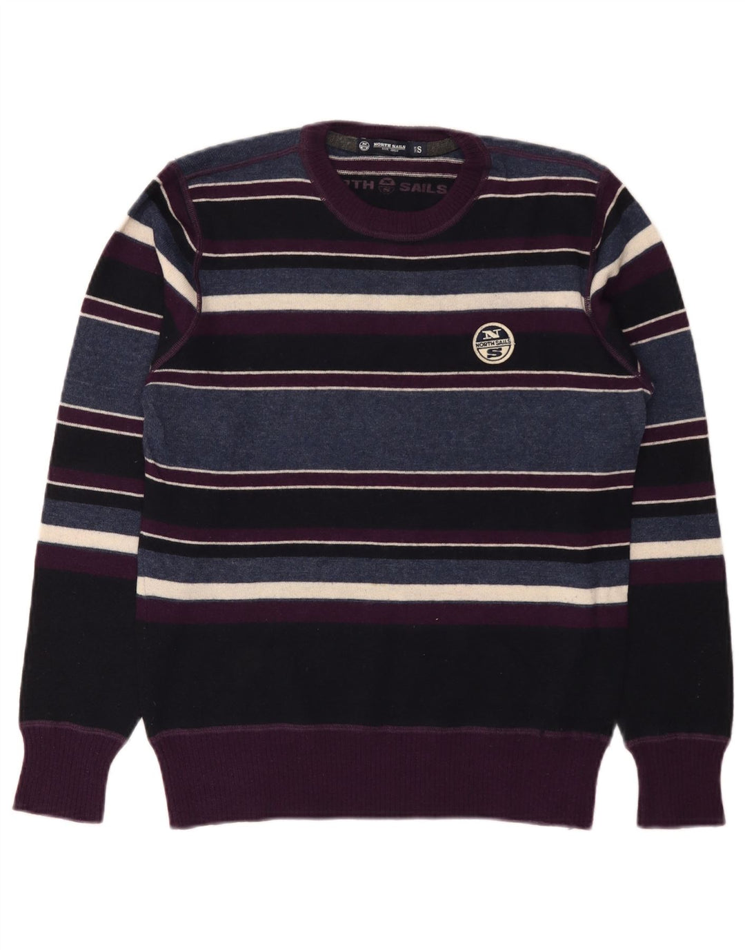 North Sails Herren-Pullover mit Rundhalsausschnitt, kleine, mehrfarbig gestreifte Wolle