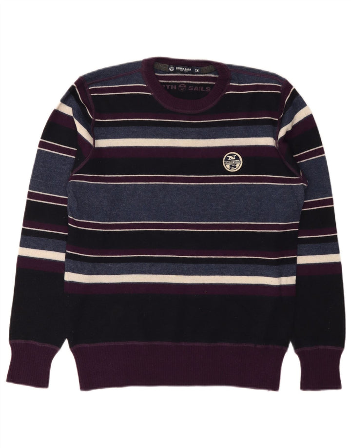 North Sails Herren-Pullover mit Rundhalsausschnitt, kleine, mehrfarbig gestreifte Wolle