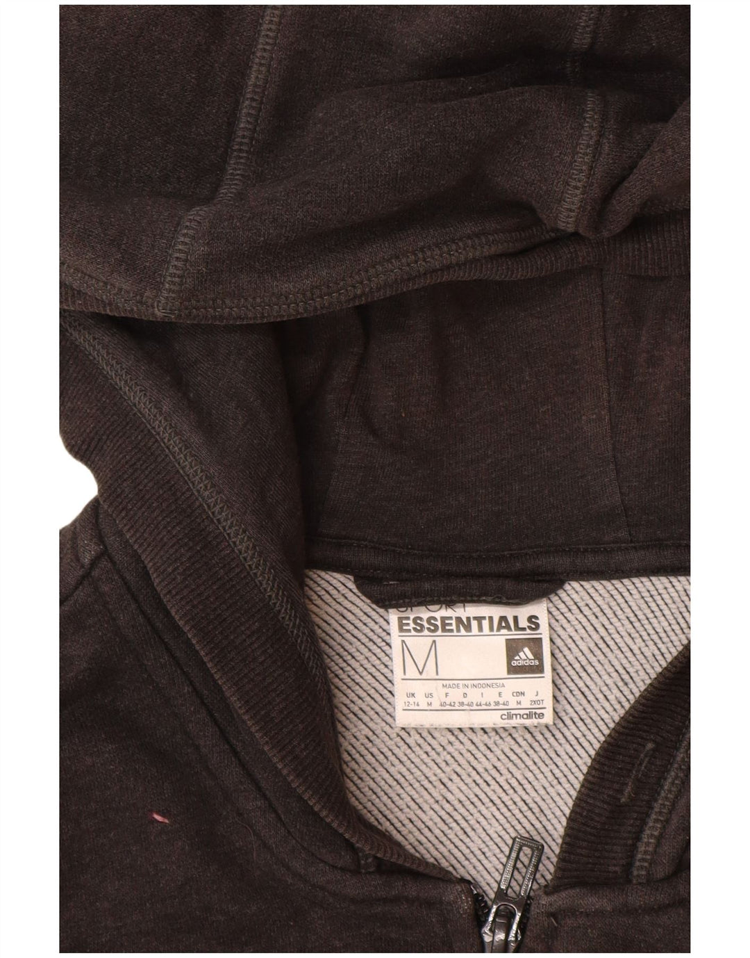 ADIDAS Damen Climalite Zip Hoodie Pullover UK 12/14 Mittelschwarze Baumwolle