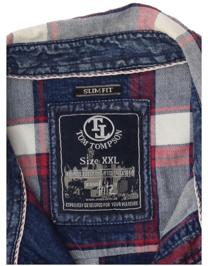 Tom Tompson Herren Slim Fit Hemd 2XL Marineblau kariert Baumwolle