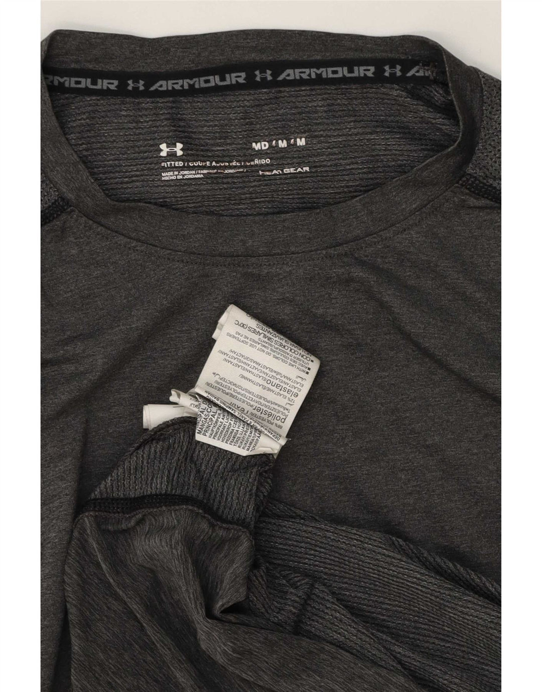 Under Armour Herren Heat Gear T-Shirt-Oberteil aus mittelgrauem Polyester