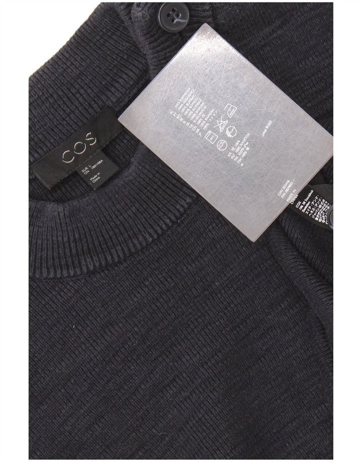 COS Herren-Pullover mit Rundhalsausschnitt, groß, marineblaue Baumwolle