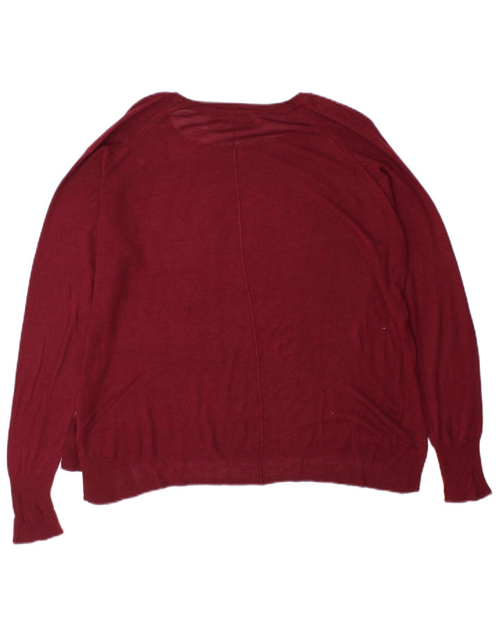 Zara Damen-Pullover, übergroß, U-Boot-Ausschnitt, Gr. 14, mittleres Burgunderrot