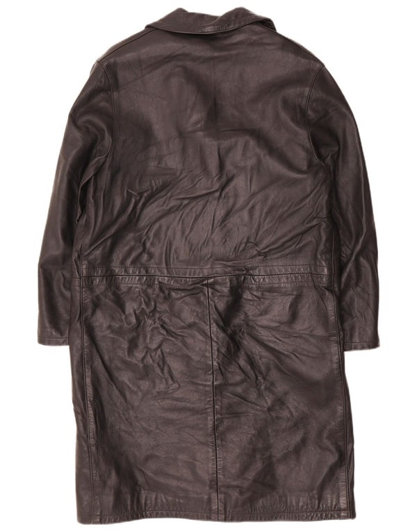 Vintage Damen Ledermantel UK 14 Large Schwarz