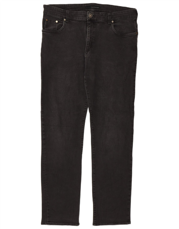 Calvin Klein Herren Straight Jeans W36 L32 Graue Baumwolle