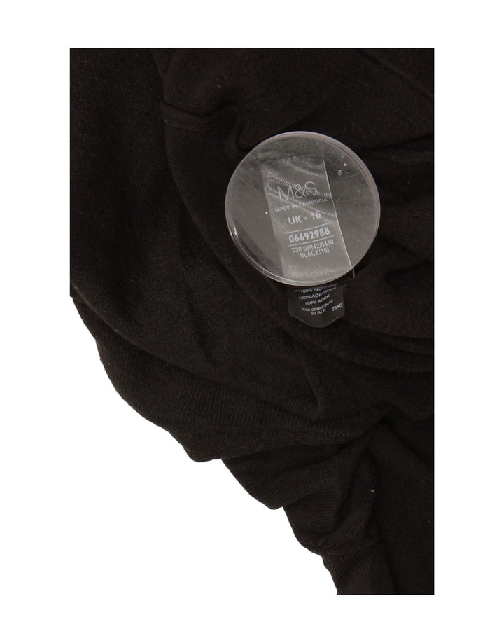 MARKS & SPENCER Womens Longline Open Cardigan Sweater UK 16 Large Black Vintage Marks & Spencer and Second-Hand Marks & Spencer from Messina Hembry 