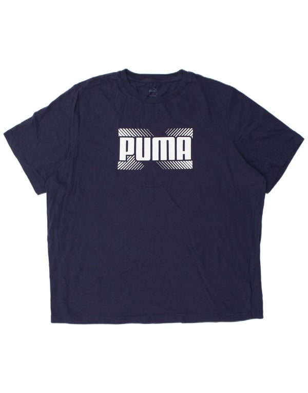 Puma Herren Grafik T-Shirt Top 2XL Marineblau Baumwolle