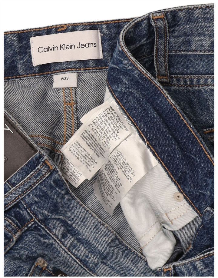 Calvin Klein Herren Straight Jeans W33 L31 Blaue Baumwolle