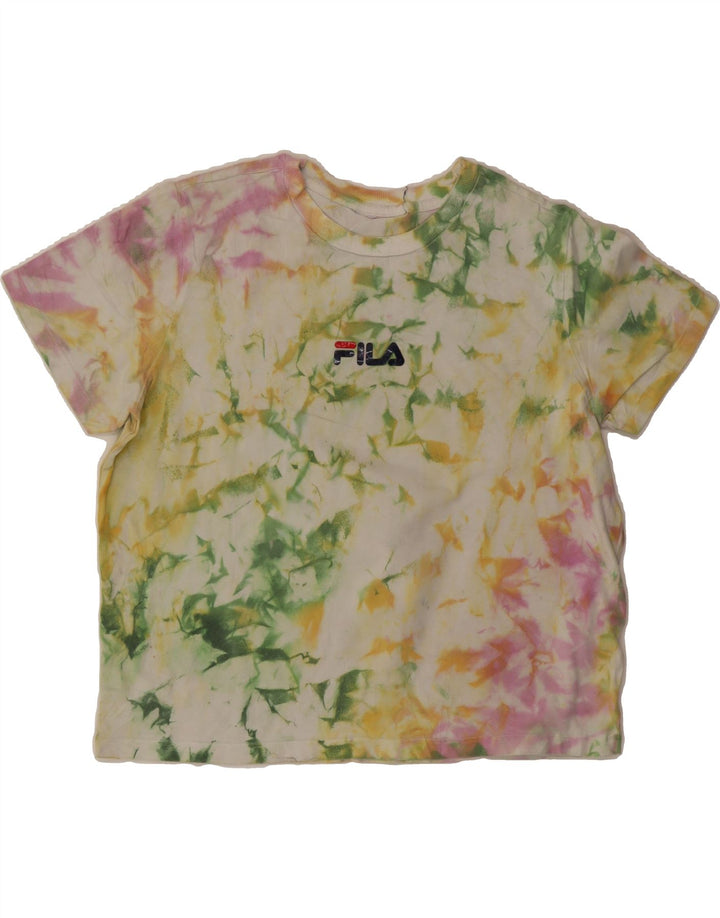 FILA Womens Crop Graphic T-Shirt Top UK 12 Medium Multicoloured Tie Dye Vintage Fila and Second-Hand Fila from Messina Hembry 