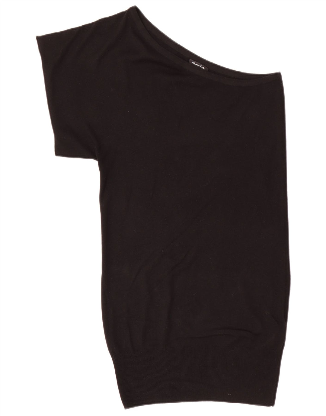 Massimo Dutti Damen One-Shoulder-Pulloverkleid UK 12 Mittelschwarze Seide