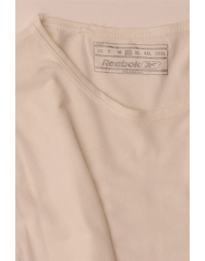 Reebok Herren Grafik T-Shirt Top Large Weiß Viskose