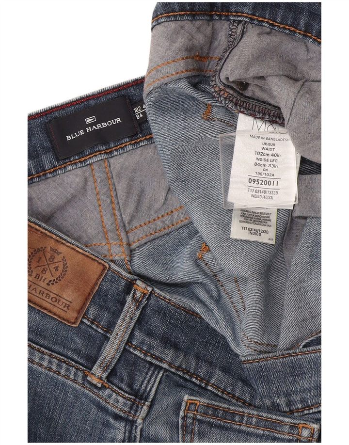 Marks & Spencer Herren Blue Harbor Straight Jeans W40 L33 Blaue Baumwolle