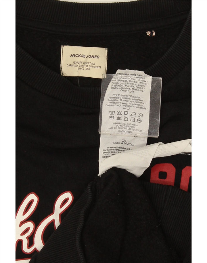 Jack & Jones Herren-Sweatshirt mit Grafik, groß, aus schwarzer Baumwolle