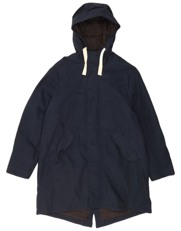 Zara Herren-Parka mit Kapuze, UK 40, große marineblaue Baumwolle