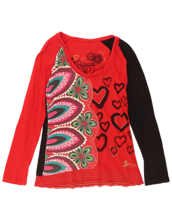 Desigual Womens Graphic Top Langarm UK 12 Medium Red Floral
