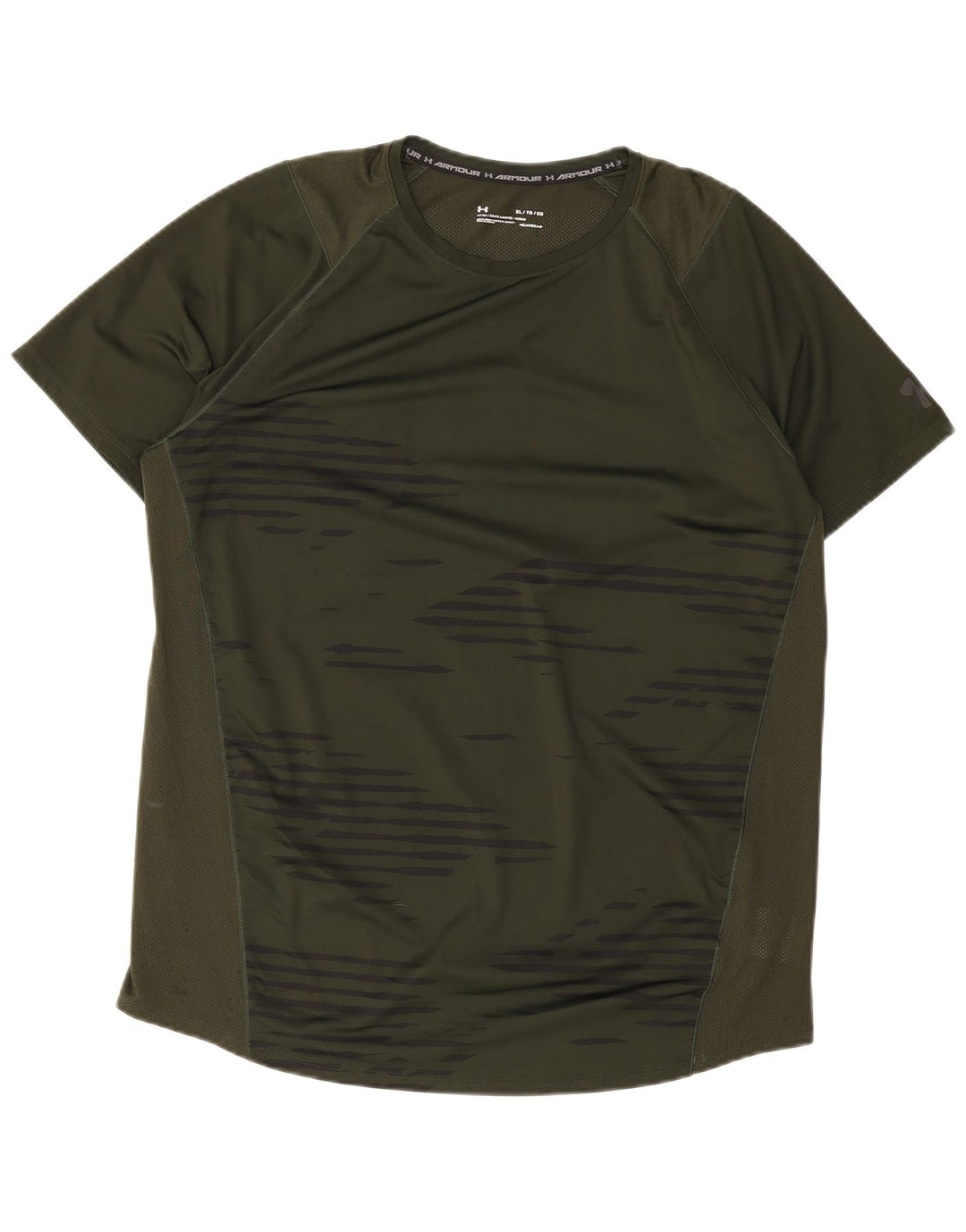 Under Armour Herren T-Shirt Top XL grün gestreift aus Polyester