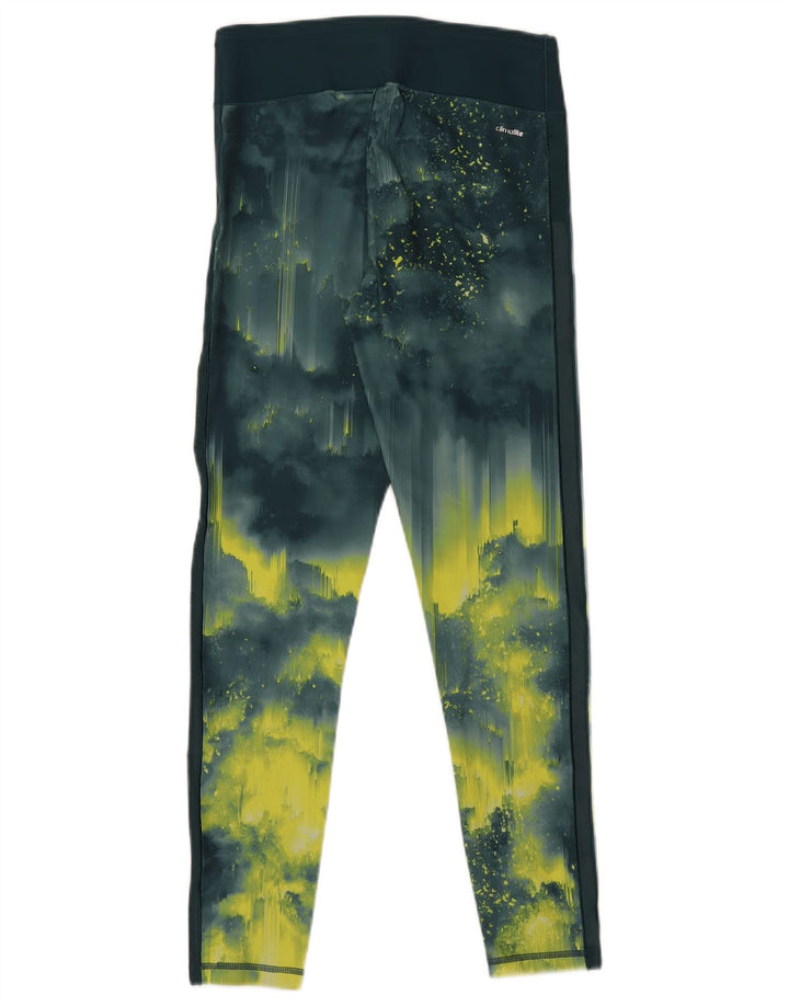Adidas Damen Climalite Leggings UK 8/10 Small Green Tie Dye