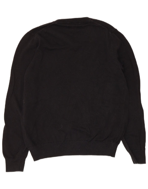 Marks & Spencer Herren-Pullover mit V-Ausschnitt aus mittelschwarzer Baumwolle