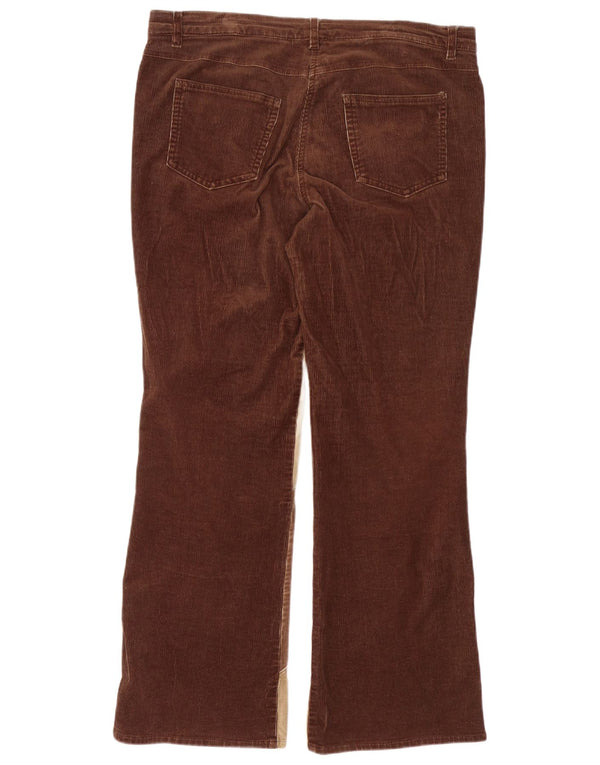 Vintage Damen Bootcut Cordhose UK 18 XL W38 L30 Braun Farbblock