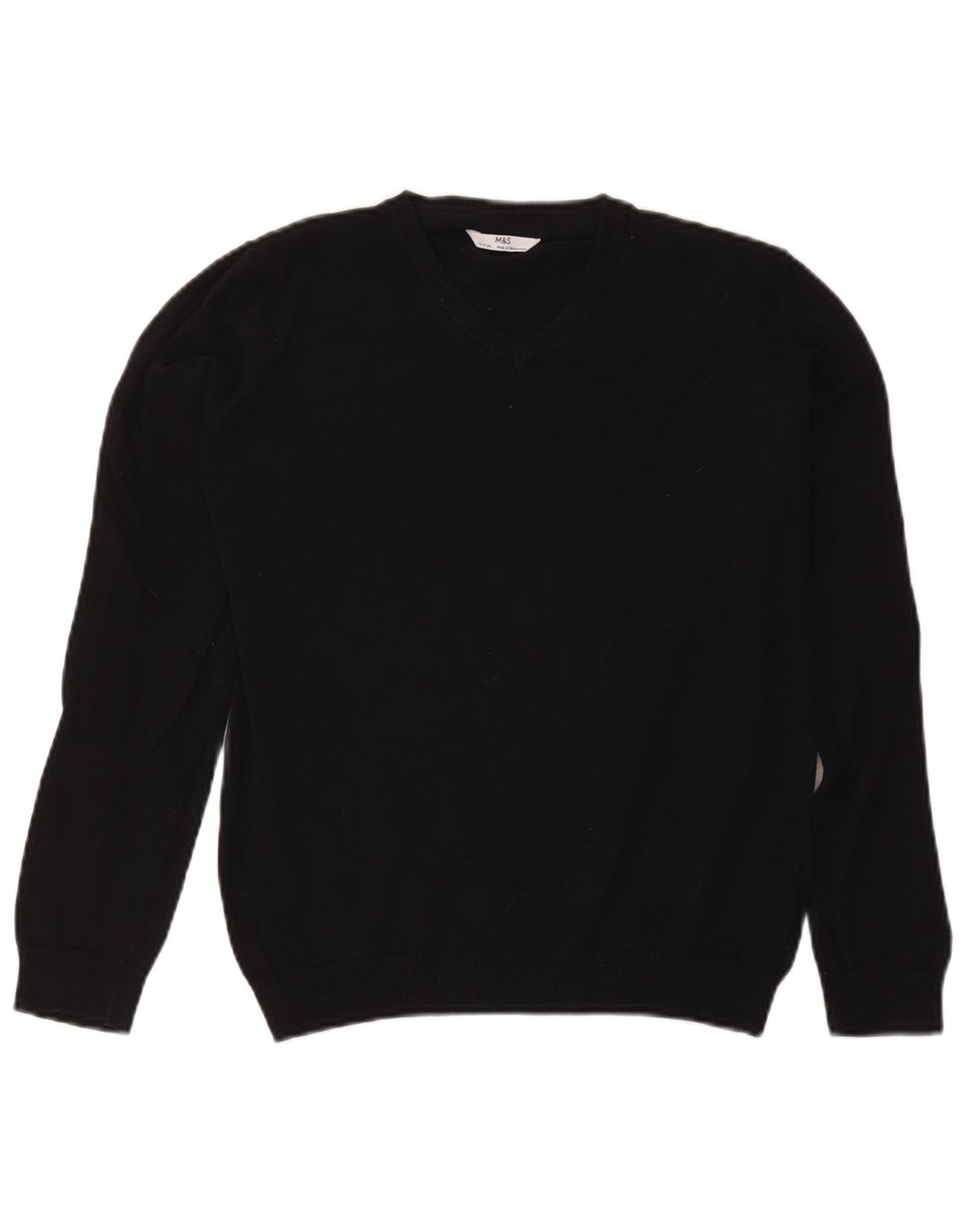 Marks & Spencer Jungen-Pullover mit V-Ausschnitt, 13–14 Jahre, schwarze Baumwolle