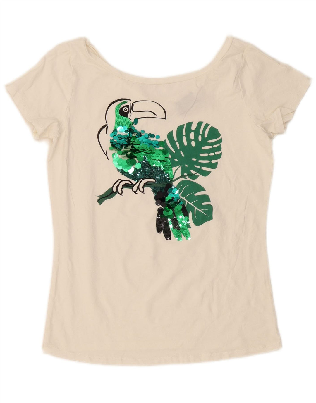 Liu Jo Damen Grafik-T-Shirt-Oberteil UK 14 Mittelweiß