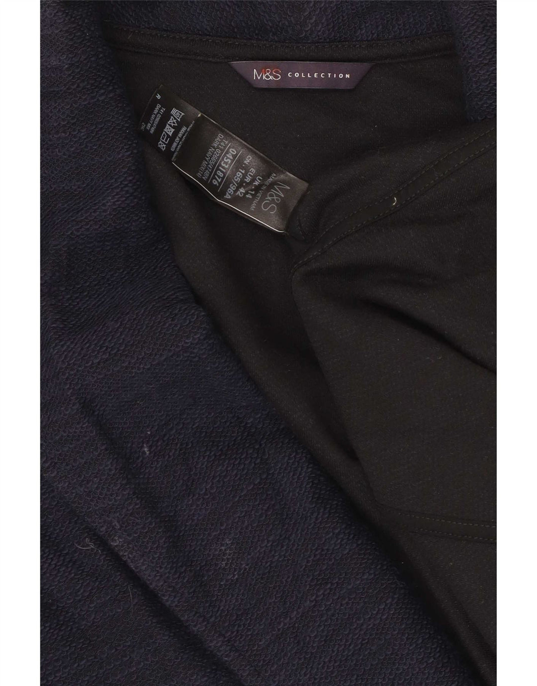 Marks & Spencer Womens Open Blazer Jacke UK 14 Große Marineblaue Baumwolle