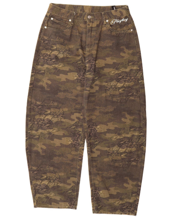 Playboy x Sumwon Damen Graphic Tapered Jeans Medium W32 L31 Khaki