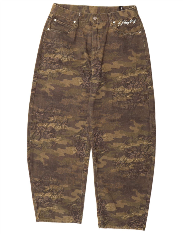 Playboy x Sumwon Damen Graphic Tapered Jeans Medium W32 L31 Khaki