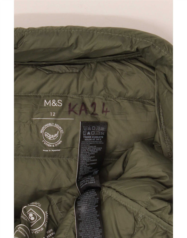 Marks & Spencer Damen Wattierte Jacke UK 12 Mittelgrünes Polyamid