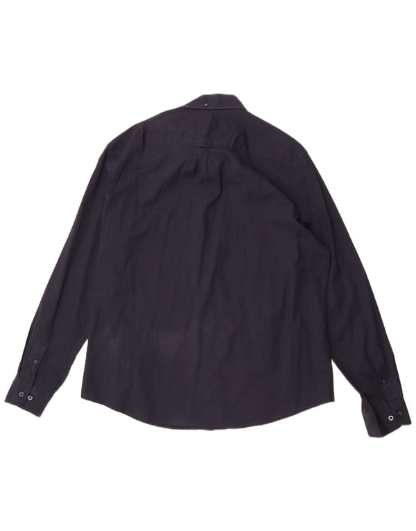 Pinguin-Herrenhemd 2XL aus marineblauer Baumwolle